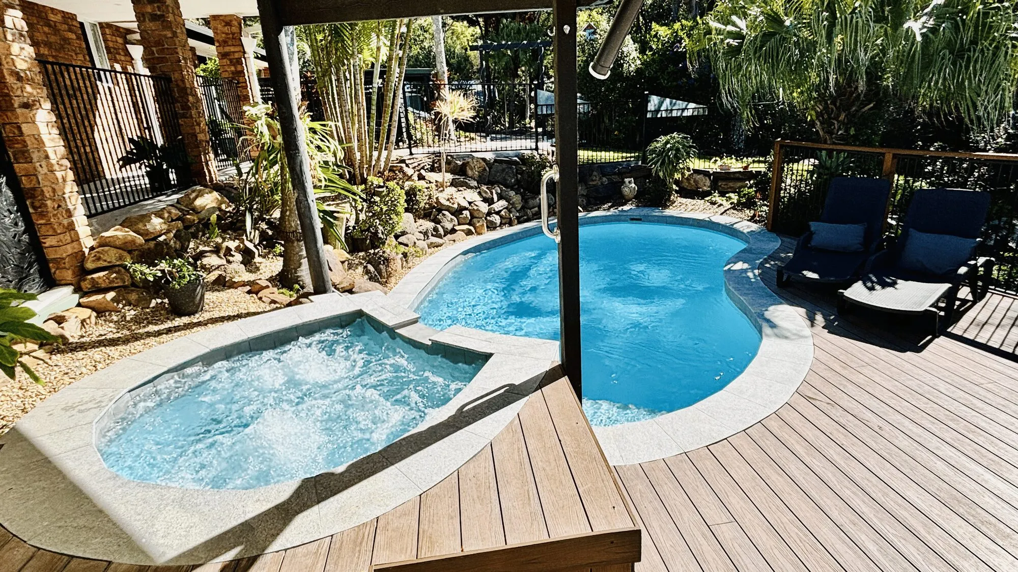 Pool and spa seen from above