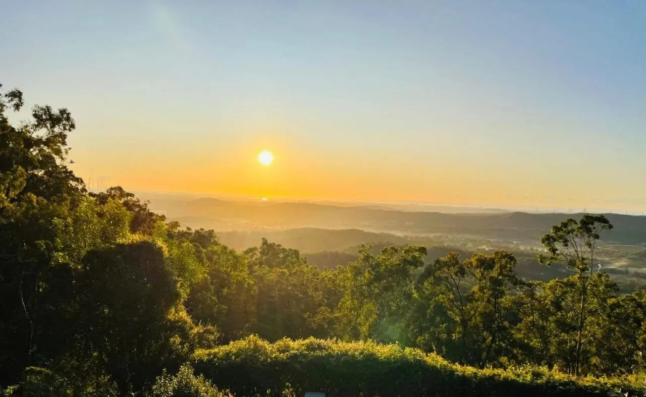 Sunrise over the valley and coastline